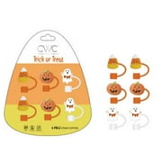 Cook With Color orange and white halloween 6 piece straw toppers