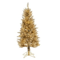 Sleek 5 Foot Gold Slim Christmas Tree with Warm White LED Lights