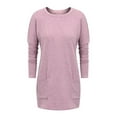 thumbnail image 3 of DYMADE Women Plus Size Long Sleeve Solid Crew Neck Pocket T-shirt Casual Top, 3 of 6