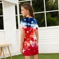 thumbnail image 5 of Grblisyd 4th of July Dresses for Girls Red White and Blue USA Patriotic Dress American Flag Crew Neck Short Sleeve A Line Dress Size 7, 5 of 6