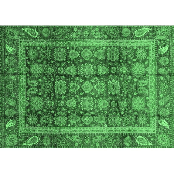 Ahgly Company Indoor Rectangle Abstract Emerald Green Modern Area Rugs, 8' x 10'