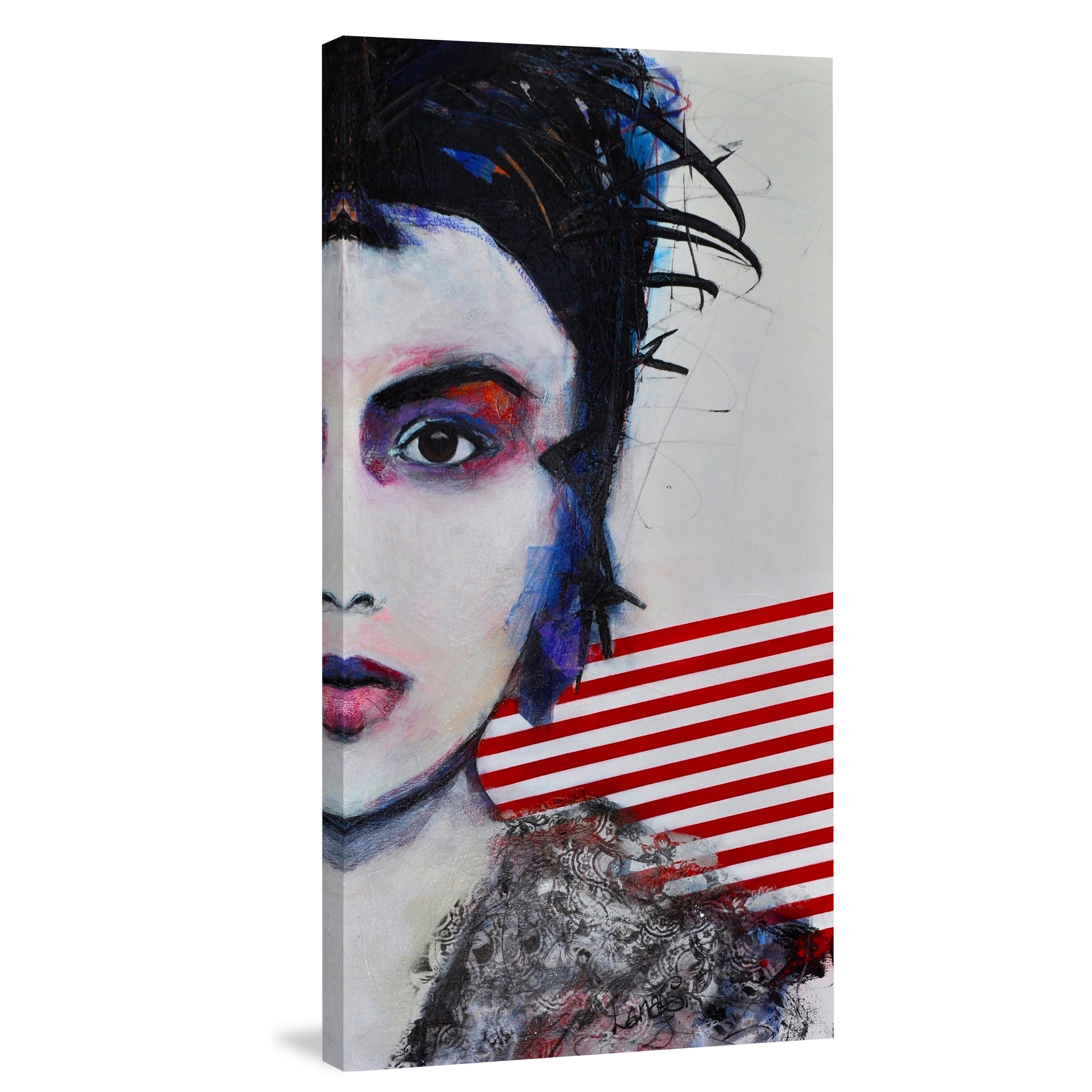 MARMONT HILL 'Glamorous Rock' Painting Print on Wrapped Canvas - Blue 22.5 x 45