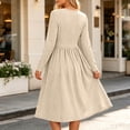 thumbnail image 7 of Bosfbaoi Dresses for Women Round Neck Long Sleeve Striped High Waist Flowy Midi Dress, 7 of 7