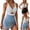 Light Blue, variant on Women's Swimsuit Soft Padding Inserts Tummy Control Bare Back V-Neck Fringe Details Summer Getaway Comfortable White L