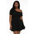 thumbnail image 2 of Plus Size Allison One Shoulder Flare Dress - Black, 2 of 7