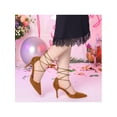 thumbnail image 6 of BLISSFUL STEP Women's Pumps Stilettos Heels Pointed Toe Lace up Pumps Brown 9, 6 of 8