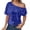 Blue, variant on Womens Summer Tops Short Sleeve Shirts Cowl Neck Sequin Sparkly Tops Summer Loose Fit Tops Trendy, S