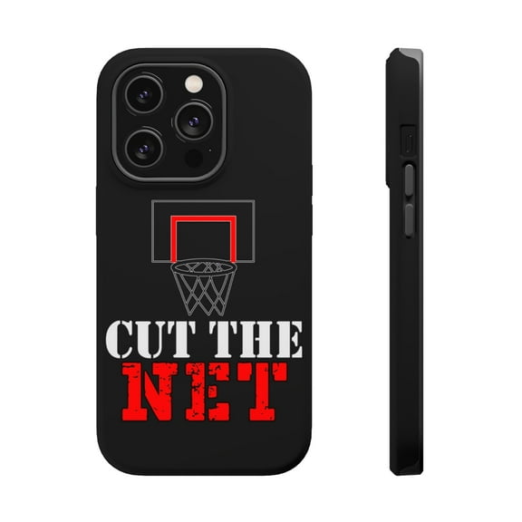 DistinctInk Tough Case for Apple iPhone 15 PRO (6.1" Screen), Compatible with MagSafe Charging - Cut the Net Basketball