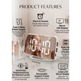 thumbnail image 3 of Mirror LED Alarm Clock with Dual USB Charging Ports, Auto-Dimming & Touch Snooze, Type-C Powered, 3 of 10