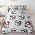 thumbnail image 1 of YST 7-Piece Grey Raccoon Comforter Set, Queen – Cartoon Wildlife, 1 of 5