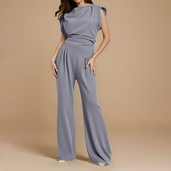 Women's Fashion Trousers Suit Casual Short Sleeve Long Pants Set For Vacation And Daily Outfits And Pants Lady Pant Suits Bridal Jumpsuit Pantsuit for Women Party Wedding Women Ski Pants Suspenders