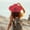 Red, variant on Wuphunn Women Wide Brim Crochet Straw Hat, Floppy Beach Sun Hat with Leopard Print Ribbon Bow, Foldable Vacation Headwear Beige One Size