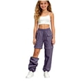 thumbnail image 2 of YWIYIUD Hiking Pants Girls Casual Clothes Zip Off Lightweight Quick Drying Pants Kids High Waistes Camping Outdoor Trousers Outdoor Camping Sweatpants with Pockets Purple 5-6 Years, 2 of 4