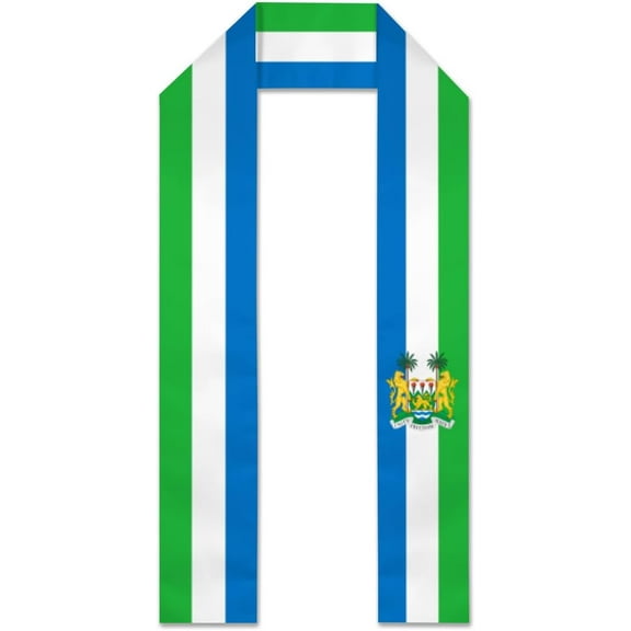 Sierra Leone Emblem Flag Graduation Stole Graduate Shawl Sash Scraf Gift For Abroad Student International Study (Square)