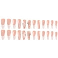 thumbnail image 2 of FCOGIN Long Coffin, 24 Pieces, Pink, White, Glitter, Flower, Acrylic False Nail, Press on Nail, 2 of 5