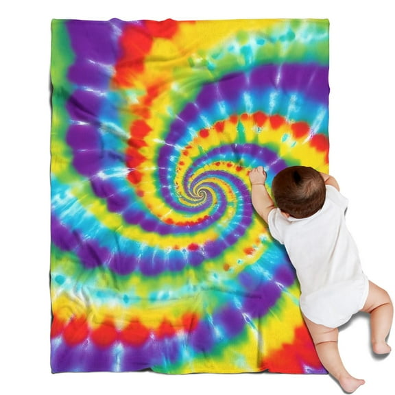 Colorful Rainbow Tie Dye Spiral Pattern Blanket,Comfortable Soft Flannel Throw Blanket,All Season,Warm Lightweight Blankets for Sofa Bed Couch Living Room Chair,30"x40"