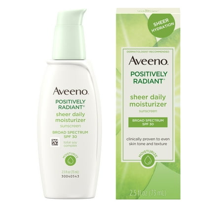 H2o Plus Spf 30 Moisturizer - Aveeno Positively Radiant Sheer Daily Moisturizer SPF 30, 2.5 fl. oz