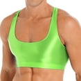 thumbnail image 4 of CHICTRY Mens U Neck Oil Shiny Tank Tops Glossy Solid Color Sports Gym Crop Top, 4 of 7