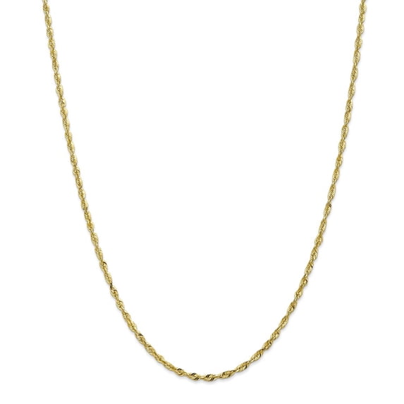 Solid 10k Yellow Gold 2.5mm Diamond-Cut Rope Chain Necklace 24" - with Secure Lobster Lock Clasp