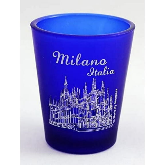 Milan Italy Cobalt Blue Frosted Shot Glass