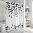 thumbnail image 6 of Black Leaves Shower Curtain, Waterproof Shower Curtains for Bathroom, Summer Botanical Washable Fabric Bathtub Curtain Set Bath Decor with 12 Hooks 72"x78", 6 of 8