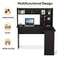 thumbnail image 5 of Ivinta L Shaped Computer Desk with Storage Hutch Modern Wood Corner Gaming Desk for Home Office (Dark Brown), 5 of 9
