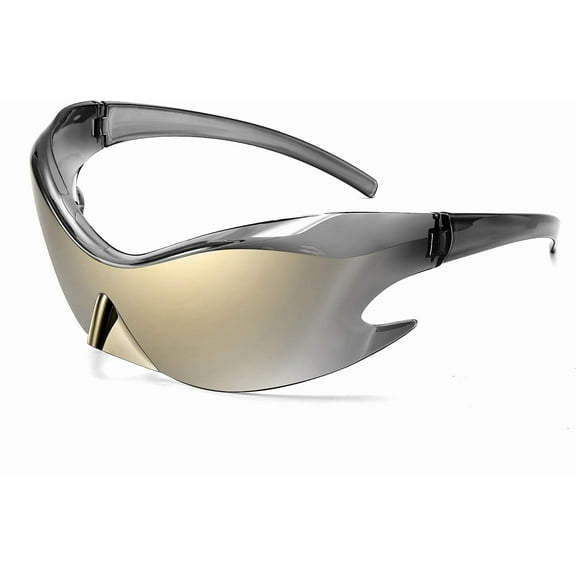 FEISEDY Futuristic Sunglasses, Fashion Alien Y2K Wrap Around for Women Men B4135