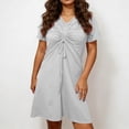 thumbnail image 4 of Mceream Robes d'Été pour Femmes Grande Taille Midi Froncées Robes Ajustables à Torsade devant Col en V 2026 Vacances Élégantes à Manches Courtes Boho Robe de Plage Blanche G, 4 of 6