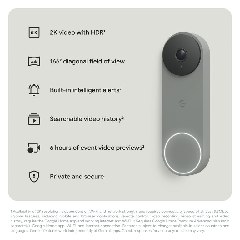 Google Nest Doorbell (Wired, 3rd Gen) - Video Doorbell Camera with
