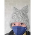 thumbnail image 3 of ORUYROP Bonnet Tricoté Oreilles de Chat Mignonnes d'Hiver avec Rabat, 3 of 6