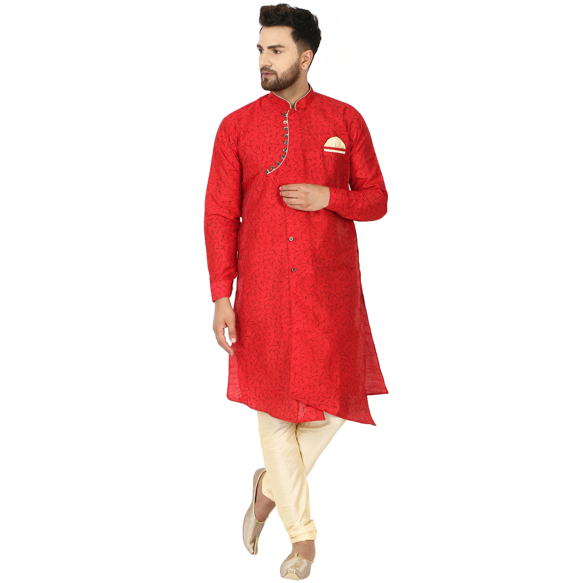 SKAVIJ Kurta Pajama Set for Men Traditional Wedding Party Dress Red XL Walmart