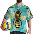 thumbnail image 4 of Starry Bees in the Sky Men's Short Sleeve Printed Button Down Hawaiian Beach Shirts, 4 of 6