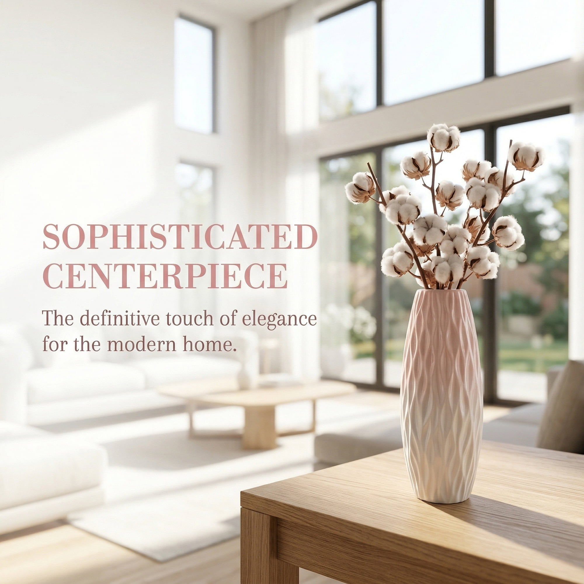 Unique Bargains Tall Ceramic Pleated Geometric Centerpieces White 3.6"L x 3.6"W x 9.4"H