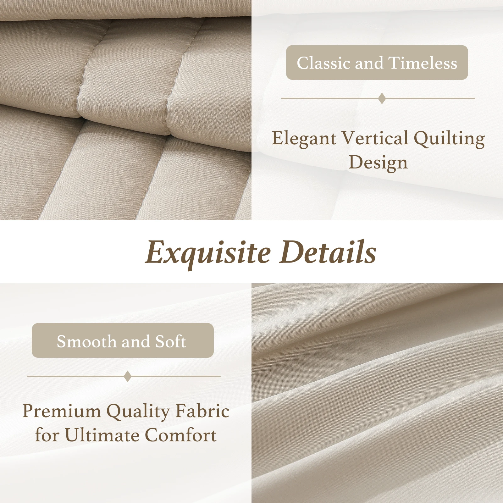 Amberspace 7-piece Bed in a Bag Comforter Set with Sheets,Beige,Queen