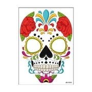 Temporary Face Makeup Stickers Day Of The Dead Sugar Flower Black Internet Red Rose Full Face Stickers Home Party Supplies