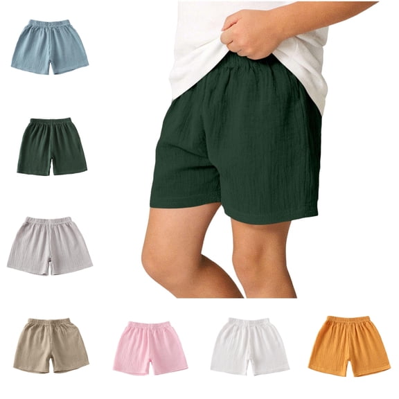 Babcutegg Children’s Solid Color Elastic Waist Short Pants Summer Casual Outdoor Comfortable Shorts for Boys and Girls Green Size 3-4