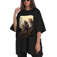 thumbnail image 4 of Plus Size Shirt for Women Black Tops for Women Short Sleeves Shirt for Women Cats T Shirt Crewneck Shirt for Women XL, 4 of 5