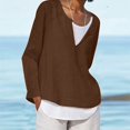 thumbnail image 2 of Women's Loose Linen Casual Button V Neck Plus Size Solid Shirt Blouse Tunic Tops, 2 of 2