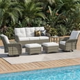 thumbnail image 7 of Sunmthink 6-Piece Patio Furniture Set, High Back Swivel Rocker Chairs with Thick Cushions, Wicker Rattan Outdoor Sectional Sofa with Ottoman, Gray, 7 of 7
