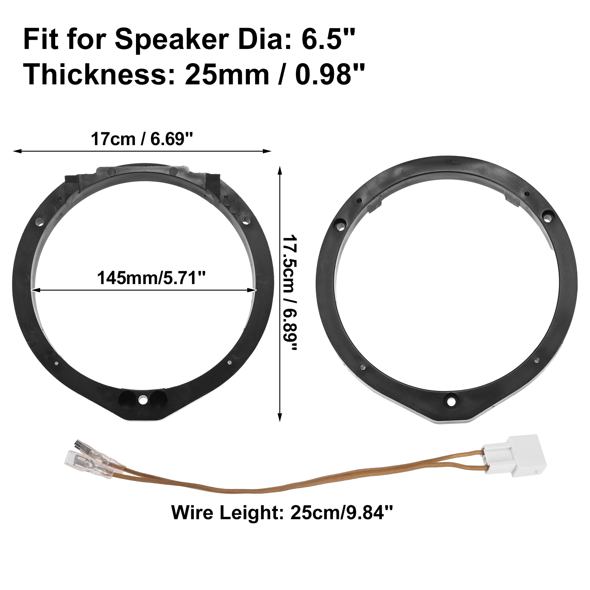 Unique Bargains Speaker Adapter Spacer Ring for Honda Accord 2008-2019 Black T-01 6.5"