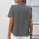 thumbnail image 5 of Tejiojio Women's Gingham Button-Down Shirt Short Sleeve Collared Casual Summer Blouse, 5 of 8