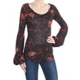 thumbnail image 2 of FREE PEOPLE $78 Womens New 1199 Black Printed Long Sleeve Scoop Neck Top XS B+B, 2 of 3