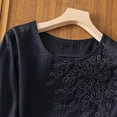 thumbnail image 4 of T Shirts For Women Womens Tops Summer Short Sleeved Cotton And Linen Tops Retro Cotton And Linen Shirts T Shirts Slim Summer New Loose Shirts, 4 of 7