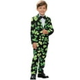 thumbnail image 2 of Xoenoiee Shamrock Heart Print Kids Suits for Boys St. Patrick's Day 2 Piece Tuxedo Including Jacket and Pants for Festive Gatherings Wedding, 6-7 Years, 2 of 7