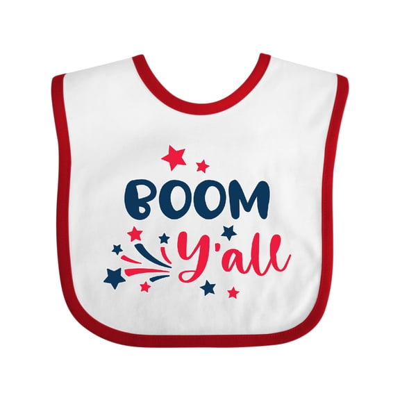 Inktastic 4th of July Boom Y'all with Red White and Blue Stars Boys or Girls Baby Bib