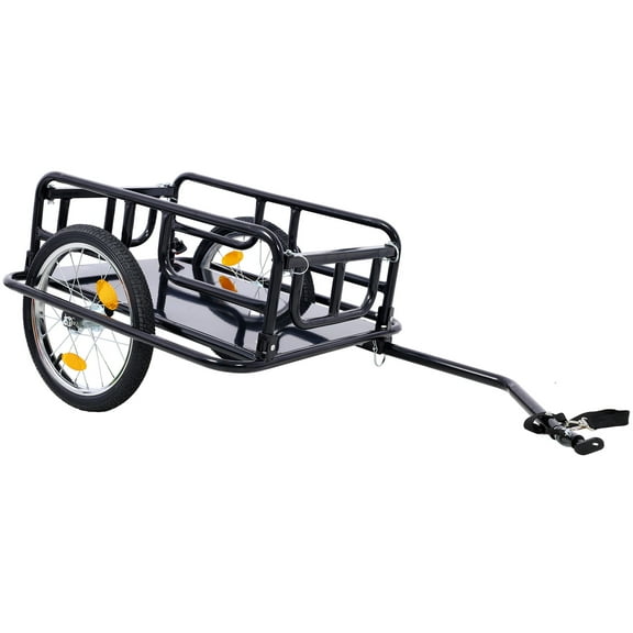 Foldable Bike Cargo Trailer with Universal Bike Hitch, Bicycle Wagon Trailer with 16" Wheels & Reflectors, Large Loading Bike Trailer Storage Cart