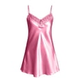 thumbnail image 6 of Nightgowns for Women Zaewscy Lady's At-home Sleeveless Satin Lace-embroidered Short Nightgown Pink Free Size, 6 of 8