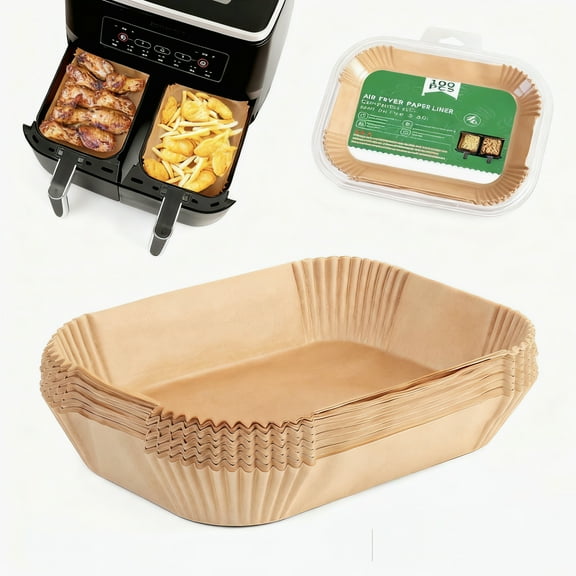 Air Fryer Liners Disposable, 100 pcs Rectangle Parchment Paper Sheets for Ninja Dual Air Fryer