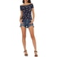 thumbnail image 2 of INSPIRAR CHIC Blusa Cortada de Manga Corta Ajustada sin Hombros S Azul Marino, 2 of 6