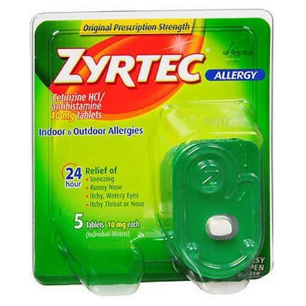 Zyrtec Cetirizine Antihistamine Indoor & Outdoor Allergies, 5ct, 6-Pack